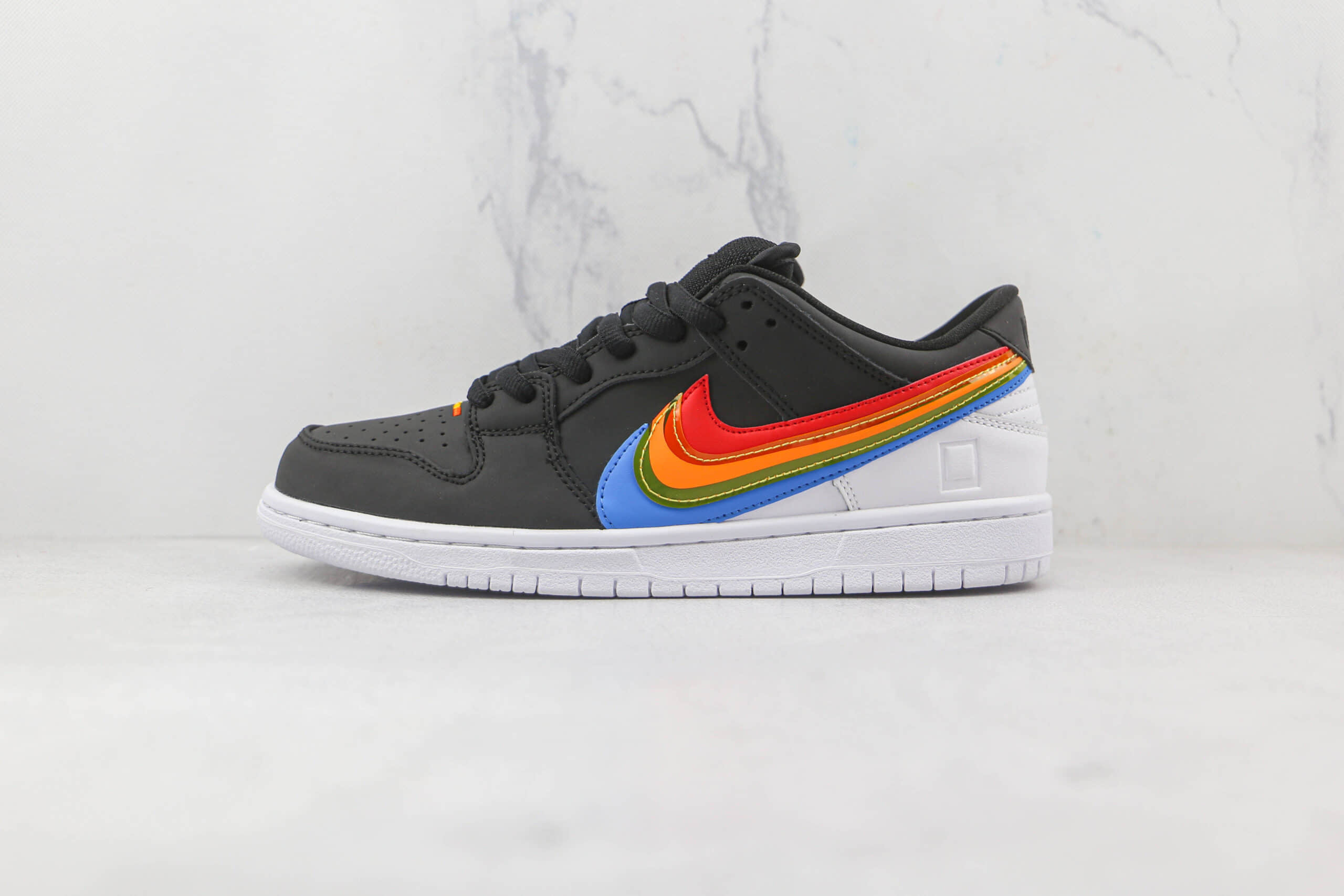 耐克Nike SB Dunk Low x Polaroid联名款纯原版本低帮SB DUNK三色彩虹勾板鞋原档案数据开发 货号：DH7722-001