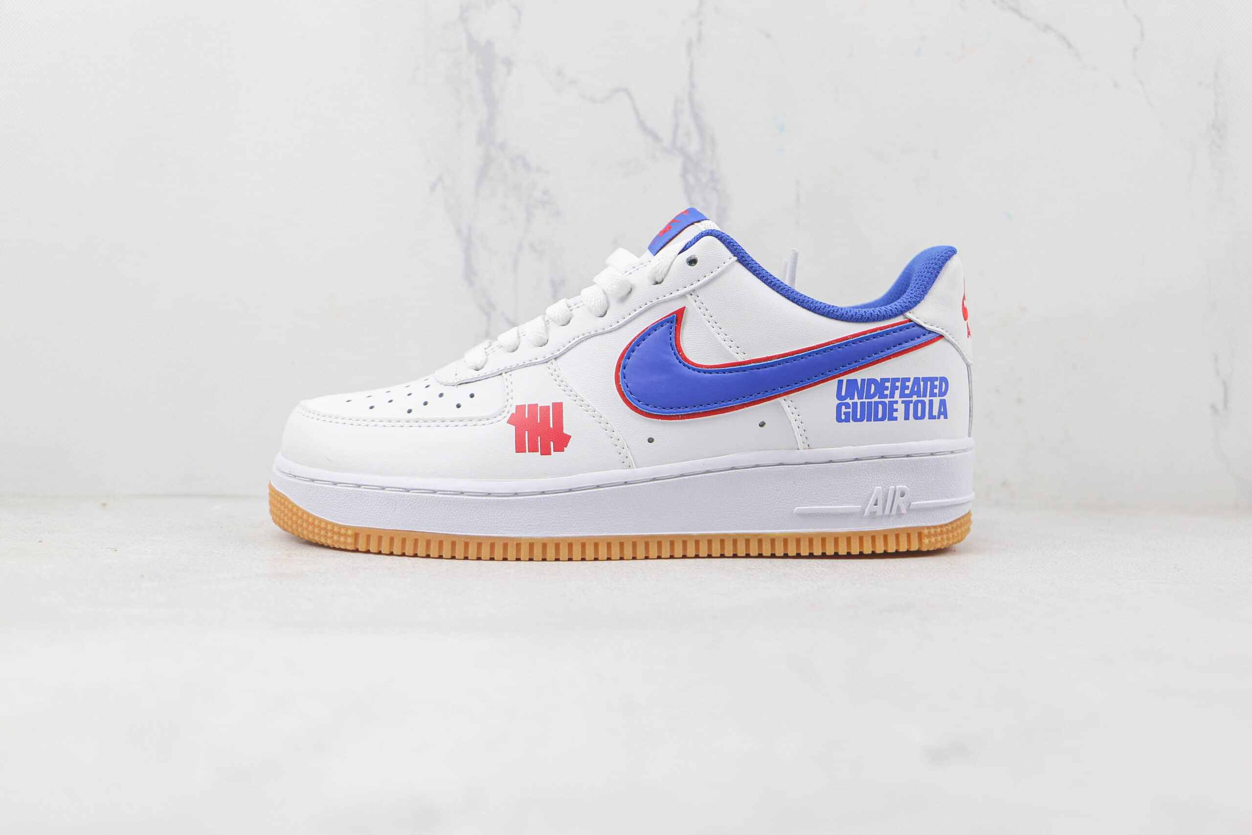耐克Nike Air Force 1’07 Low x Undefeated联名款纯原版本低帮空军一号生胶底白蓝色板鞋内置气垫 货号:DM8461-100