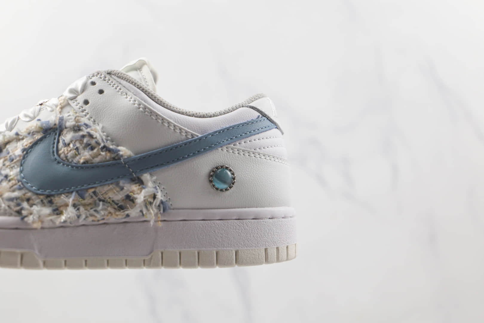 耐克Nike SB Zoom Dunk Low Pro纯原版本低帮SB DUNK小香风缝制宝石丝绸鞋带复古风白蓝定制板鞋内置气垫 货号:895969-160