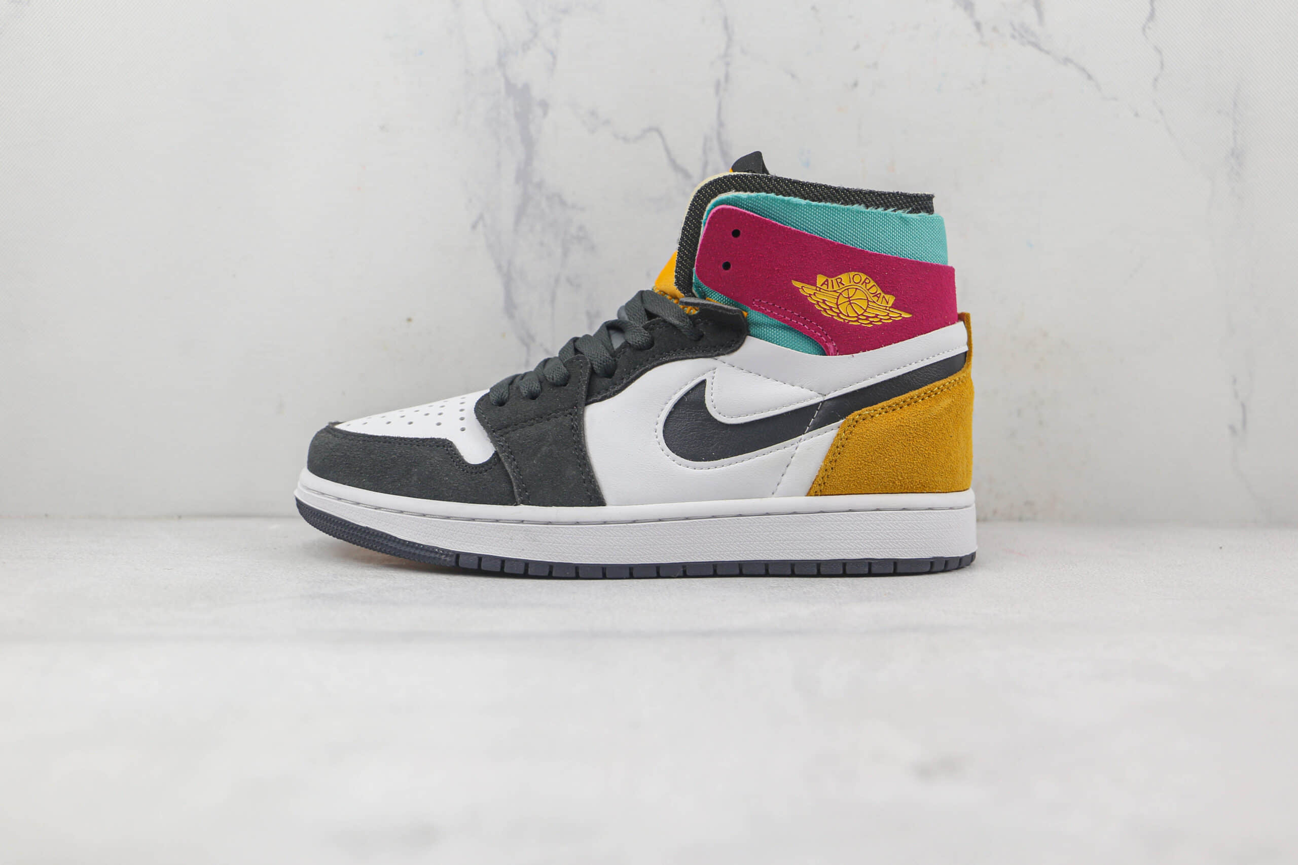 乔丹Air Jordan 1 Zoom CMFT纯原版本高帮AJ1白黄红拼色ZOOM板鞋原鞋开模一比一打造 货号：CT0978-016