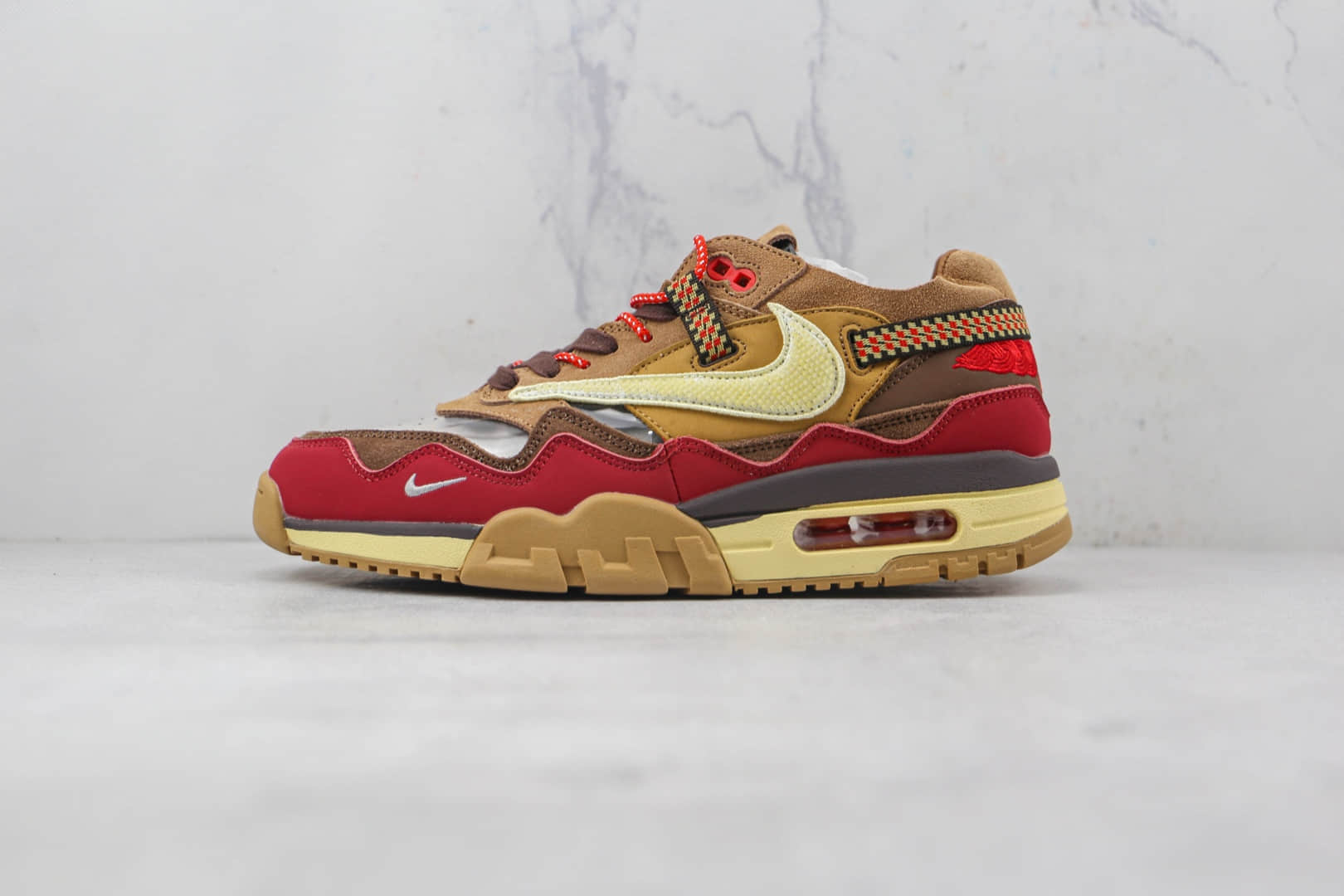 耐克Nike Air Max 1 x Clot陈冠希联名款纯原版本Max1死亡之吻棕红色气垫跑步鞋原盒原标 货号：DD1870-200