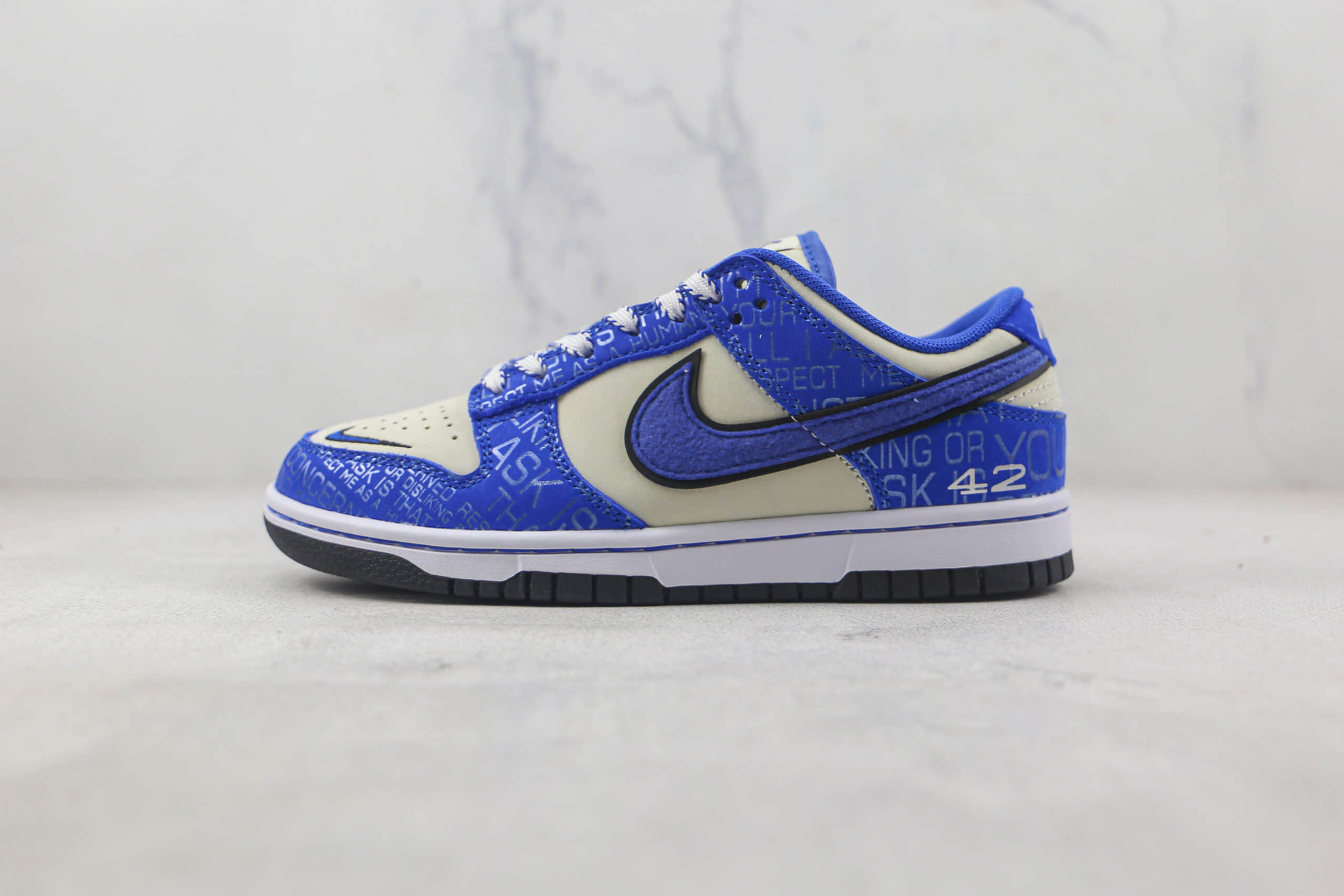 耐克Nike Dunk Low Jackie Robinson莆田纯原复刻版本低帮DUNK罗宾逊传奇42号数字蓝色板鞋原楦头纸板打造 货号：DV2203-400