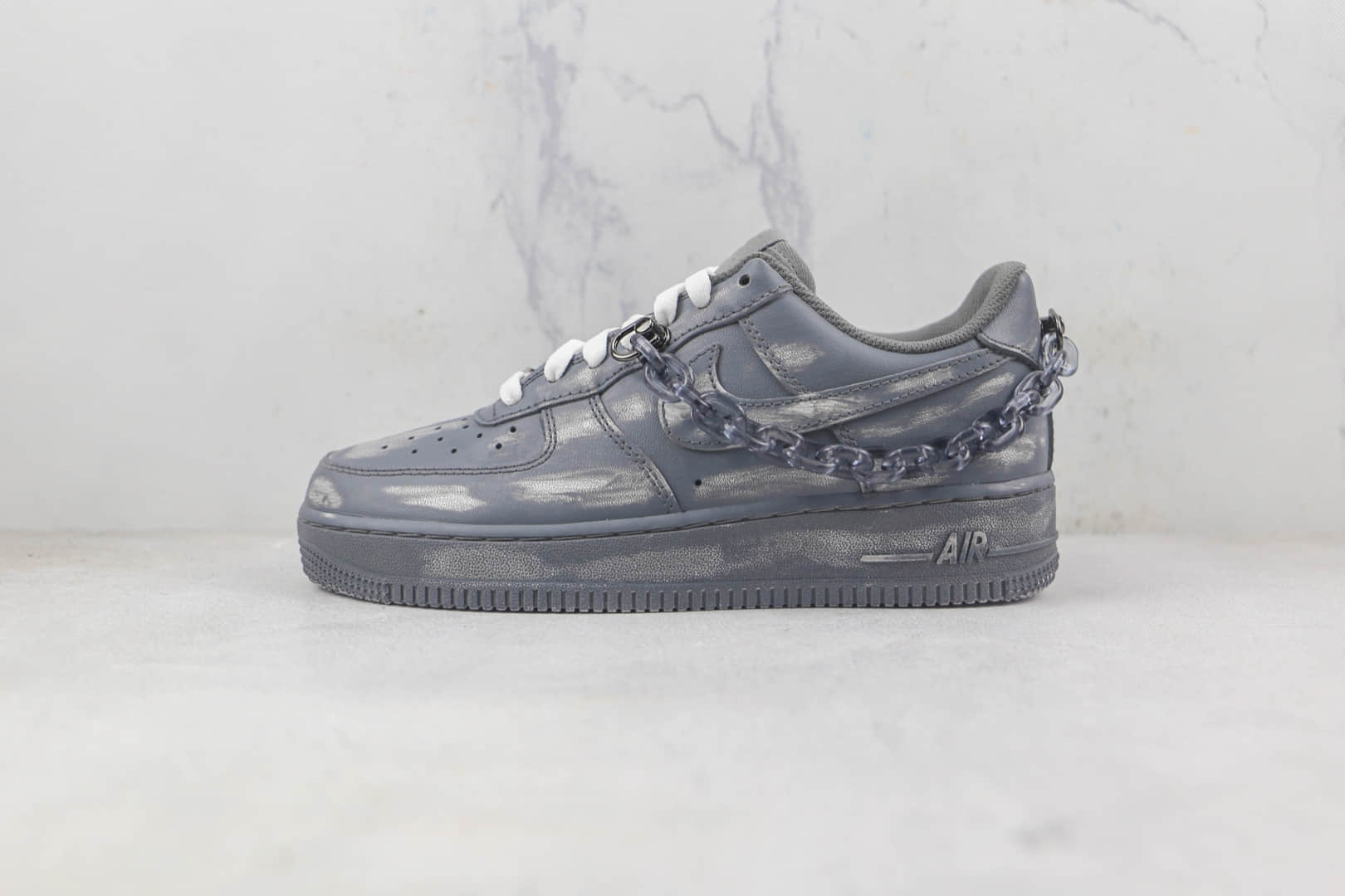 耐克Nike Air Force 1 Low莆田纯原复刻版本低帮空军一号侵染酒精刮刮乐灰色板鞋内置气垫 货号：DD8959-100