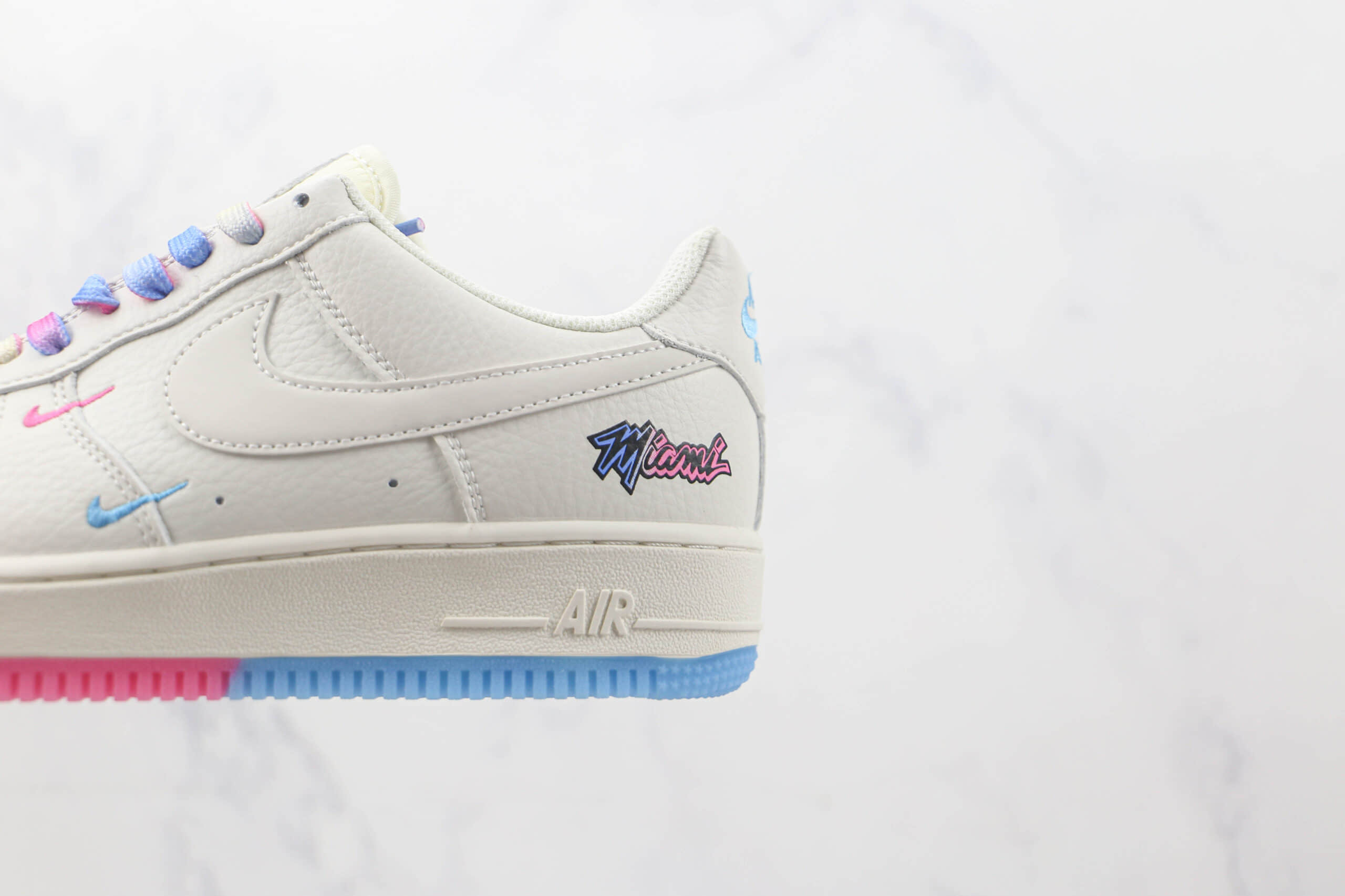 耐克Nike Air Force1莆田纯原复刻版本低帮空军一号蓝粉双钩板鞋内置气垫原盒原标 货号：KU0902-112