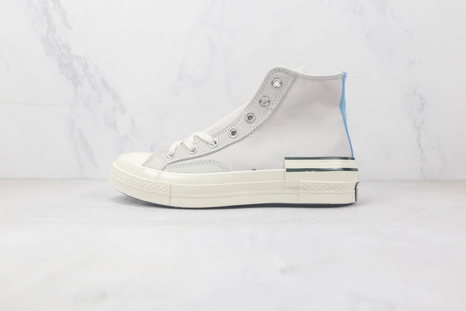 匡威Converse chuck 1970高帮灰色解构拼接错位LOGO硫化帆布鞋 匡威水晶大底翻毛皮板鞋