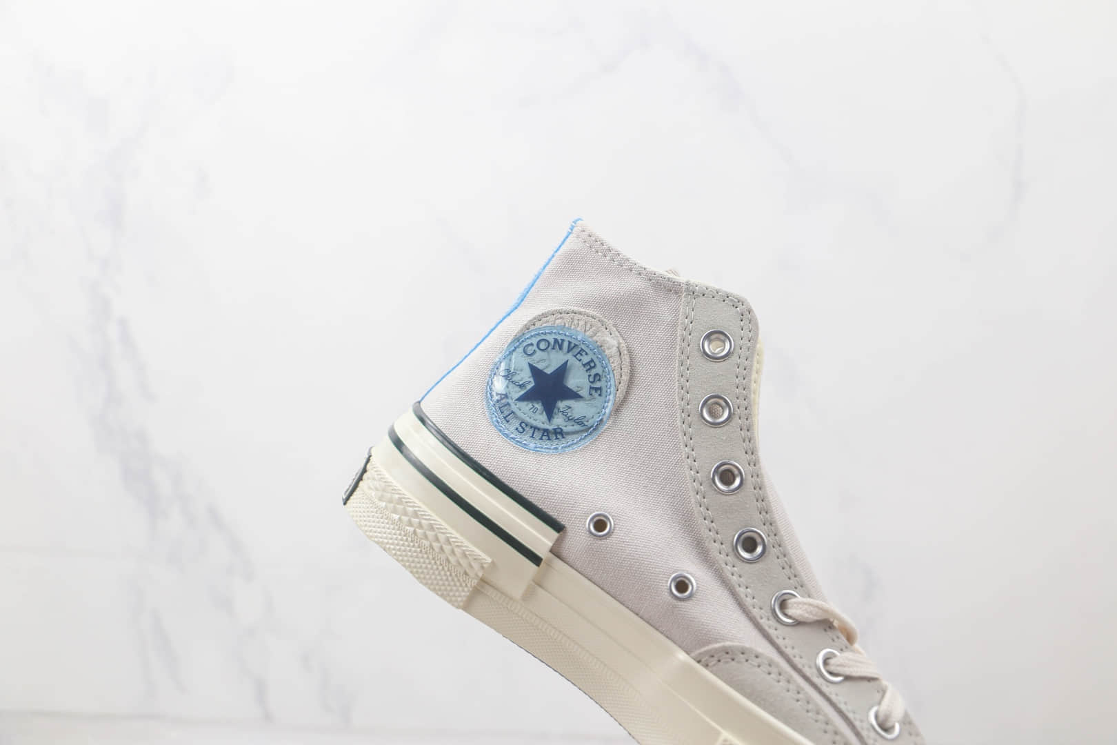 匡威Converse chuck 1970高帮灰色解构拼接错位LOGO硫化帆布鞋 匡威水晶大底翻毛皮板鞋