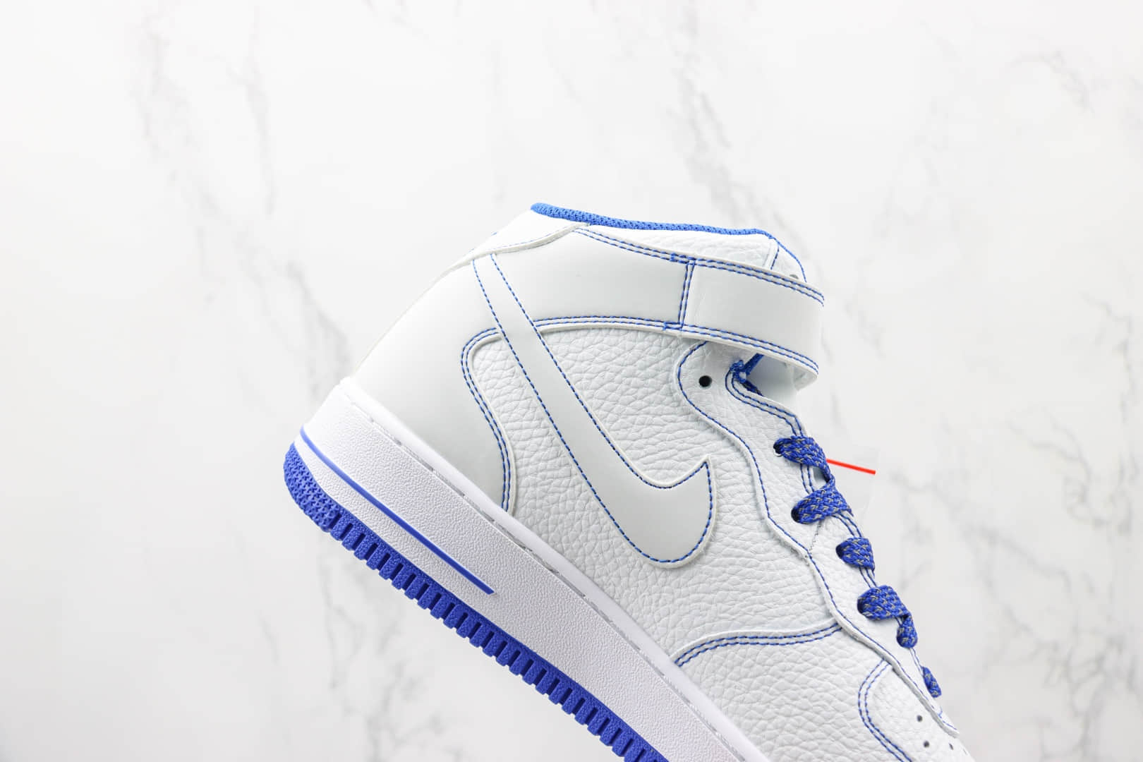 耐克Nike Air Force 1 Mid纯原版本中帮空军一号白蓝双勾魔术贴款板鞋 莆田耐克空军一号货源 货号:MK0619-233