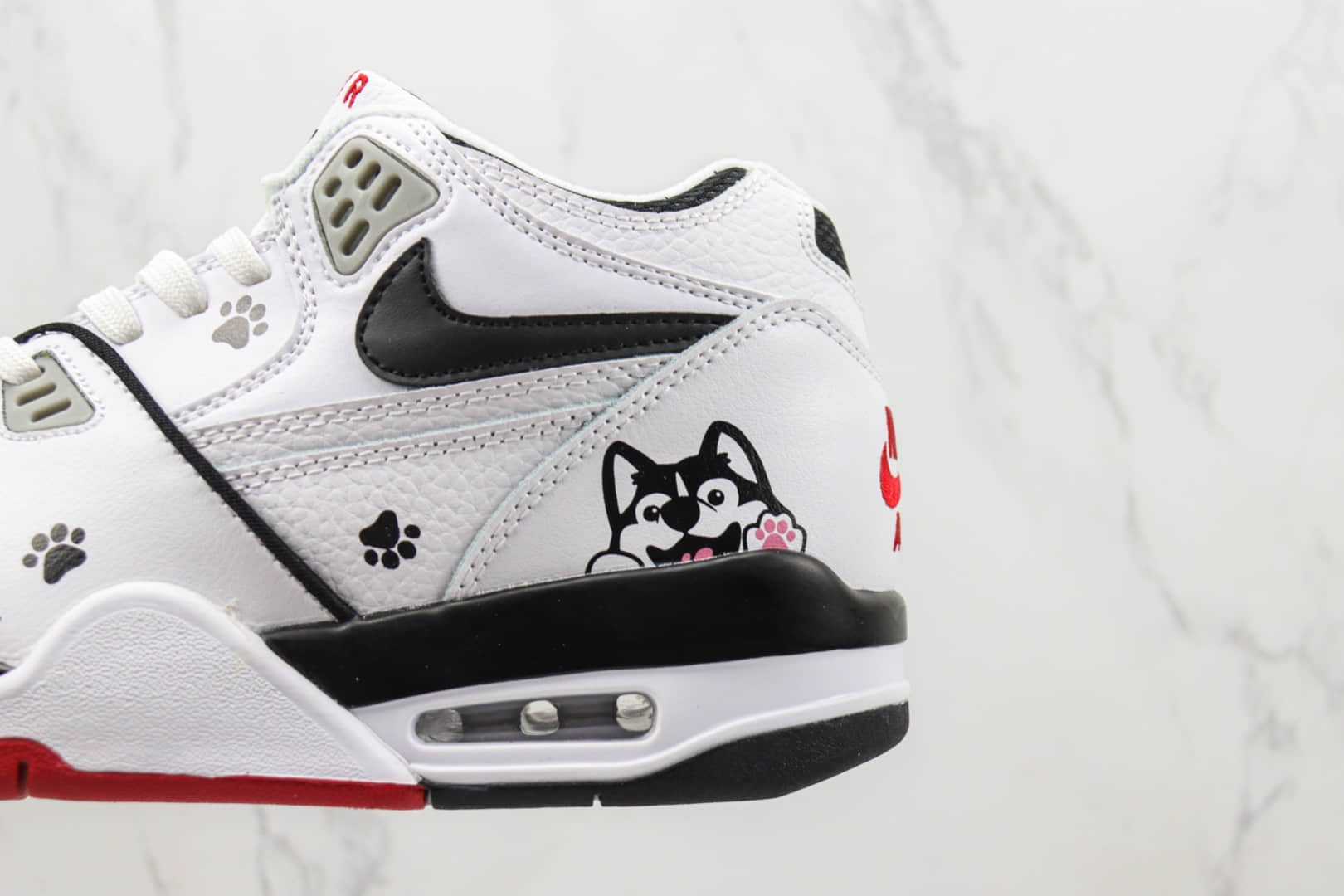 耐克Nike Air Flight 89纯原版本狗头印花哈士奇复古篮球鞋 莆田耐克货源 货号：DB5918-100
