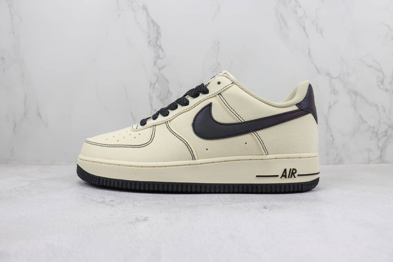 耐克Nike Air Force 1'07 Low纯原版本低帮空军一号米黑布面板鞋 莆田耐克货源 货号:TQ1456-288