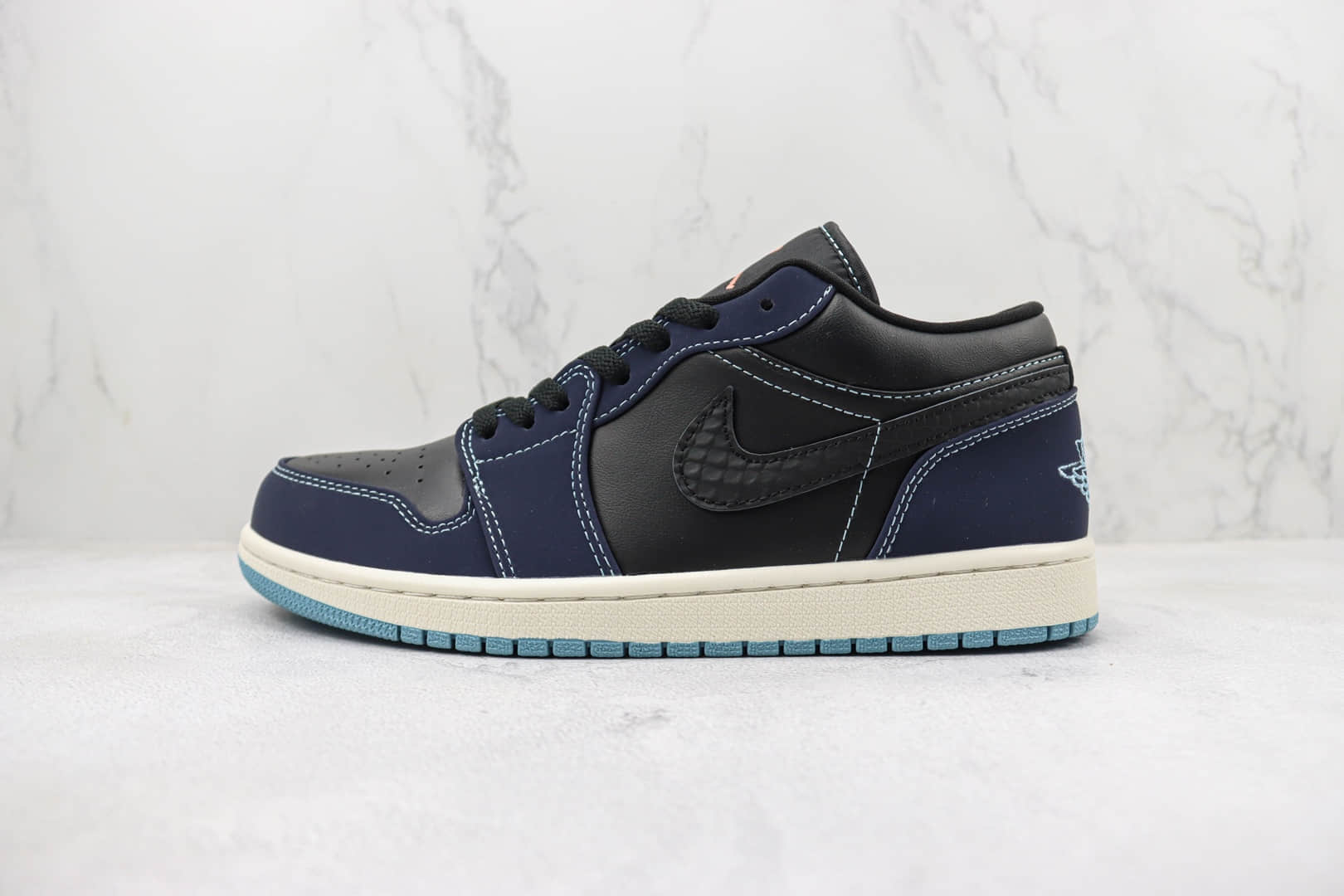 乔丹Air Jordan 1 Low纯原版本低帮AJ1黑蓝色板鞋 莆田天花板AJ1系列 货号：FJ5478-010