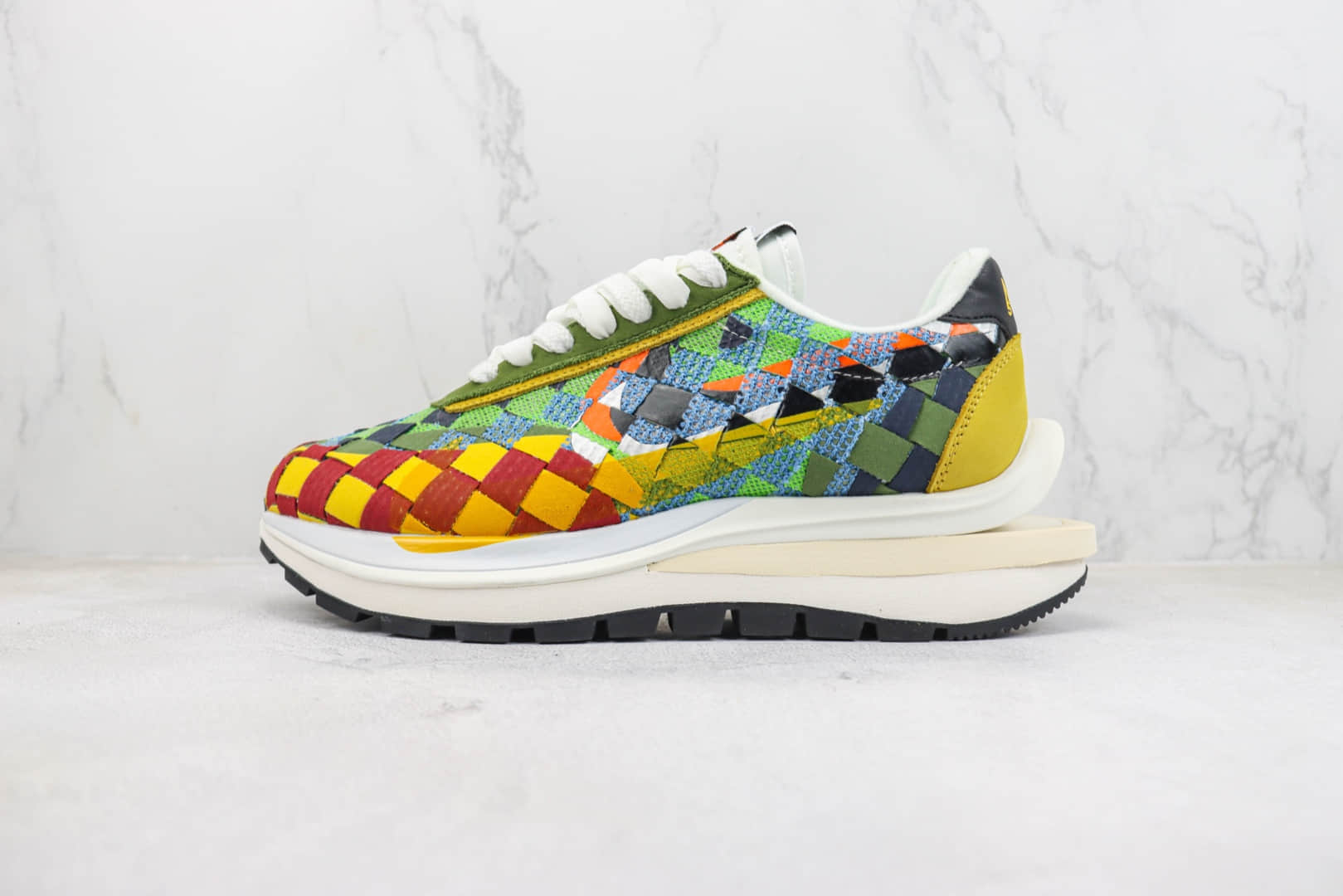 耐克Sacai x Nike Waffe Woven“Green Gusto”纯原版本Sacai联名绿彩棋盘格编织解构华夫鞋 莆田耐克工厂 货号：DR5209-300