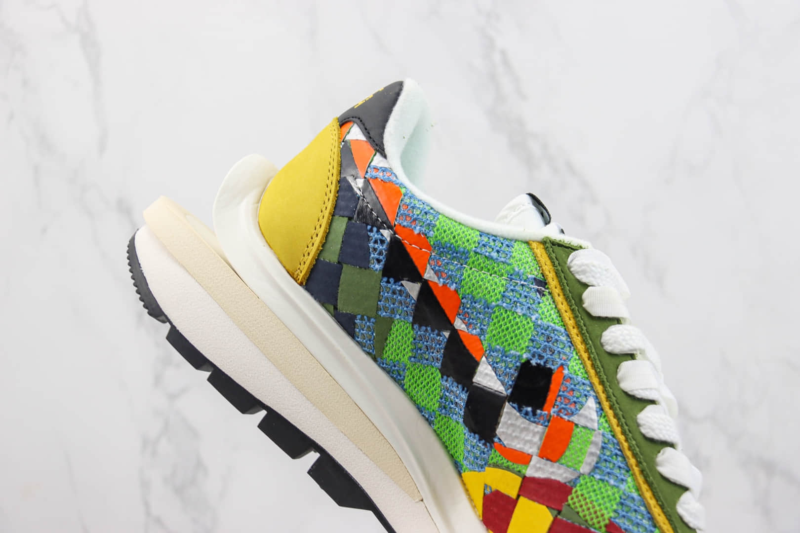 耐克Sacai x Nike Waffe Woven“Green Gusto”纯原版本Sacai联名绿彩棋盘格编织解构华夫鞋 莆田耐克工厂 货号：DR5209-300