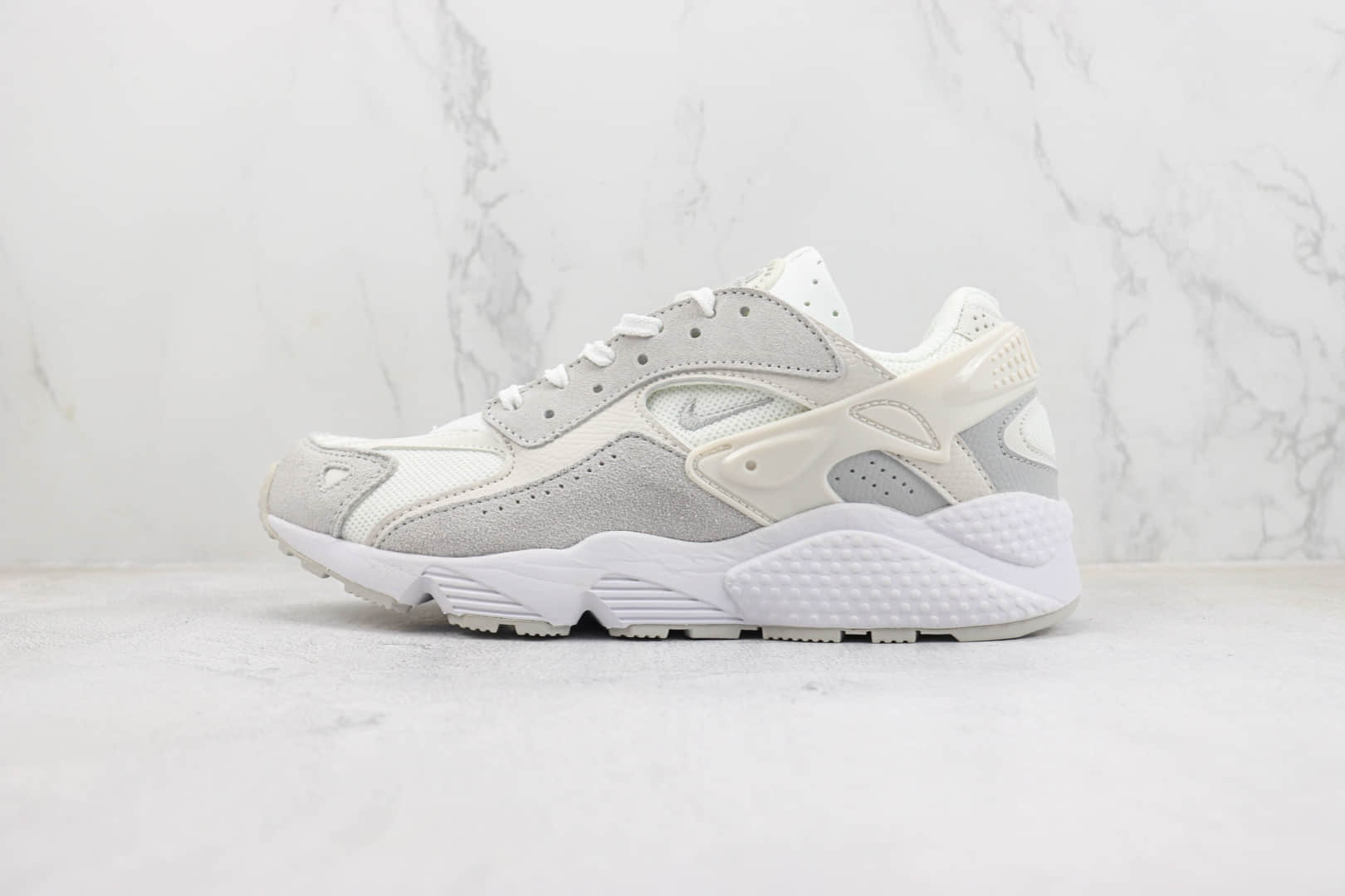 耐克Nike Air Huarache Runner纯原版本华莱士12代白灰色氯丁橡胶跑鞋 复刻鞋工厂 货号:DZ3306-100