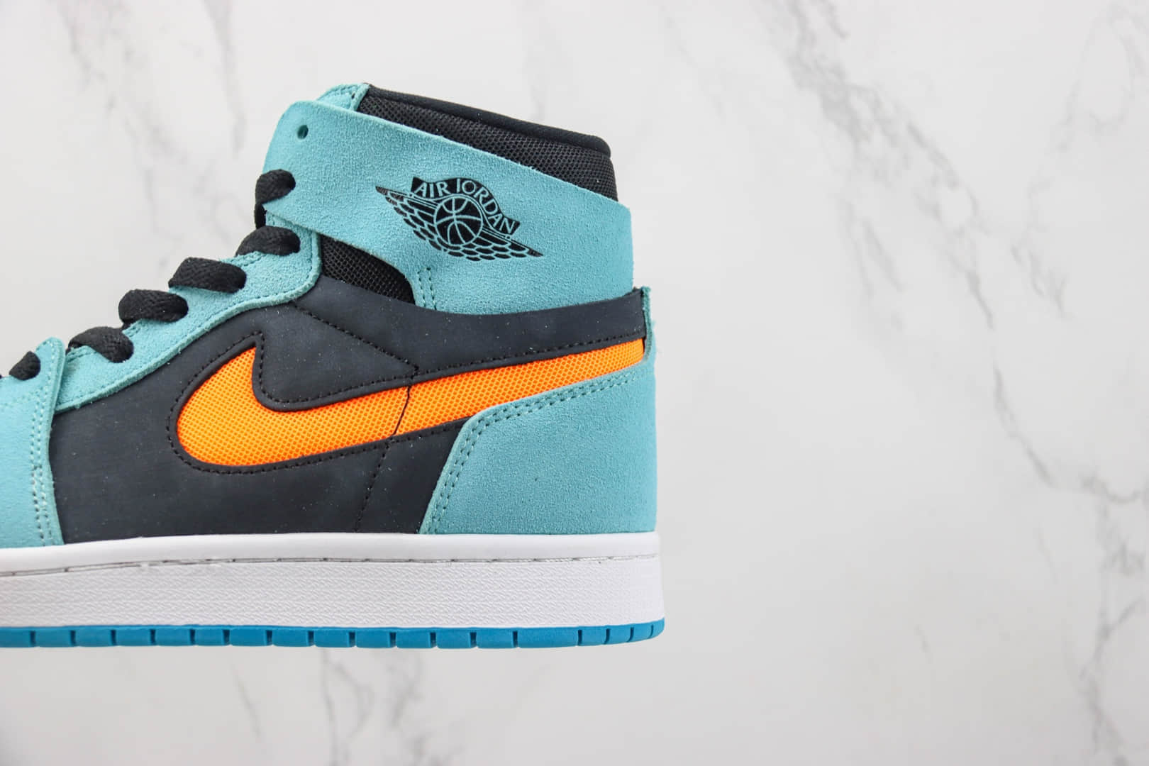 乔丹Air Jordan 1 High Zoom CMFT 2纯原版本高帮AJ1黑蓝橙色麂皮篮球鞋 莆田AJ货源 货号：DV1307-408