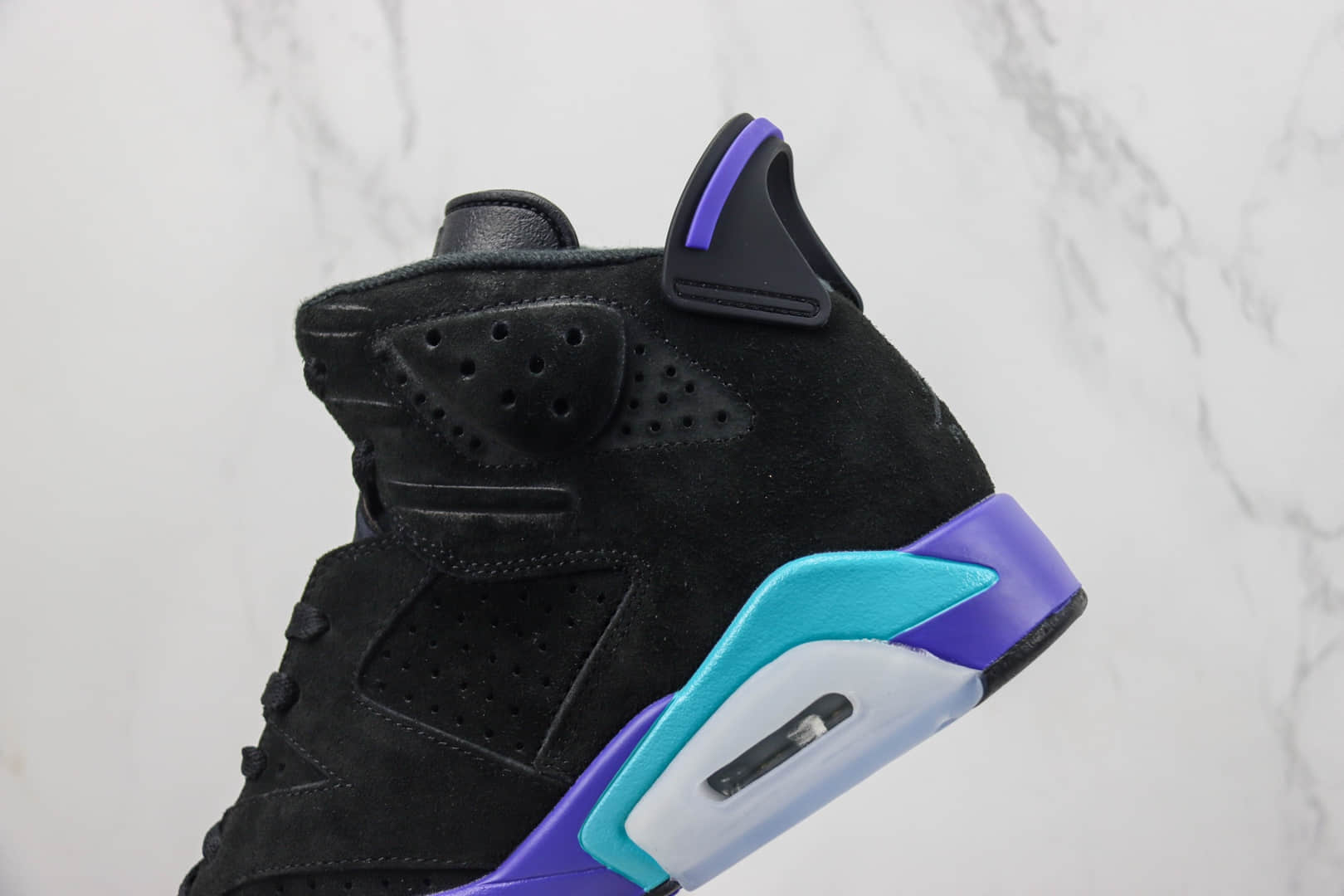 乔丹Air Jordan 6 “Aqua”纯原版本AJ6黑紫麂皮篮球鞋 莆田AJ货源 货号：CT8529-004