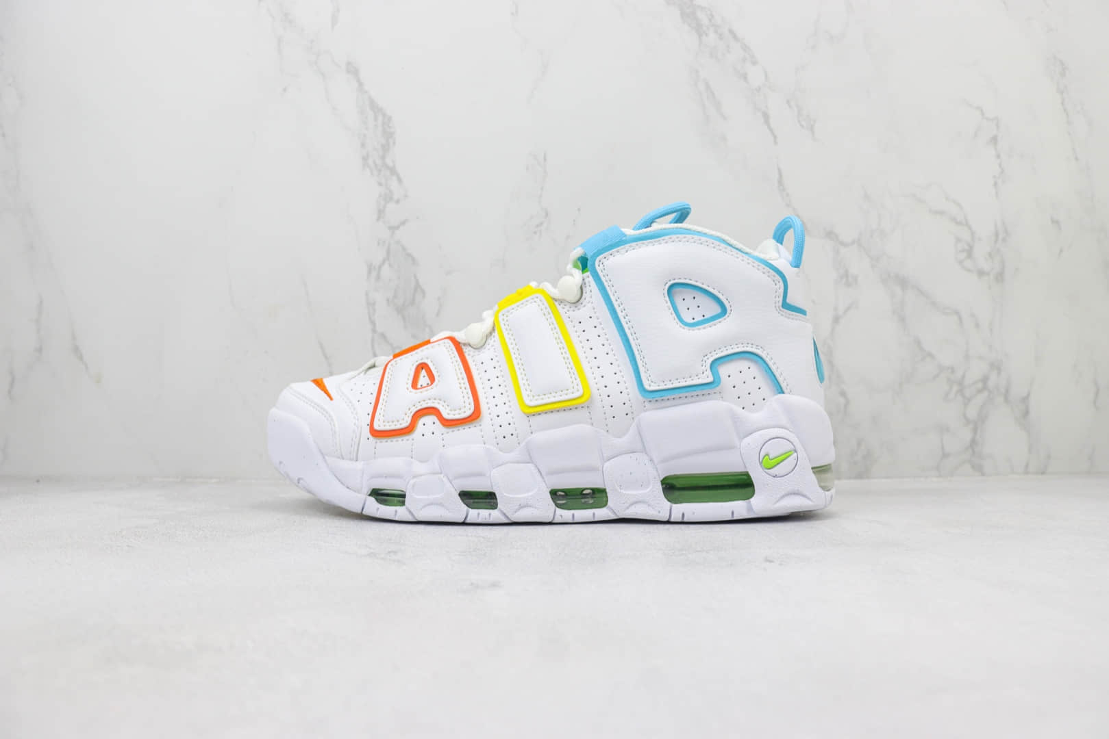 耐克Nike Air More Uptempo纯原版本皮蓬大AIR白橙黄蓝复古篮球鞋 莆田耐克工厂 货号：FJ4624-100
