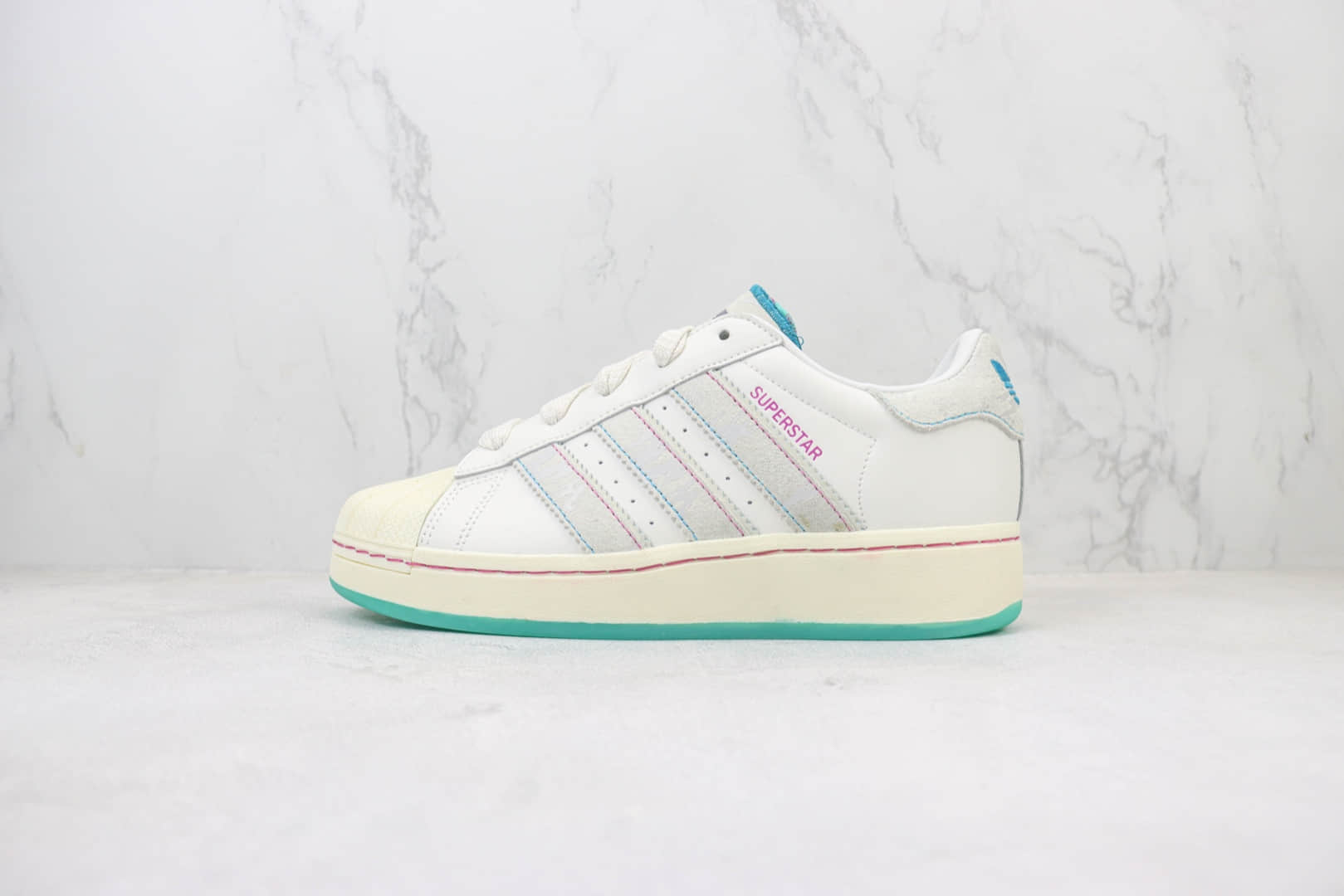 阿迪达斯adidas originals Superstar XLG纯原版本三叶草贝壳头白灰绿板鞋 莆田阿迪达斯工厂 货号:ID1140