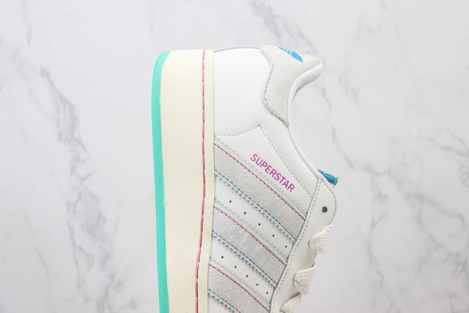 阿迪达斯adidas originals Superstar XLG纯原版本三叶草贝壳头白灰绿板鞋 莆田阿迪达斯工厂 货号:ID1140