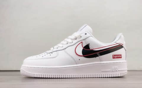 耐克Supreme x Nike Air Force 1’07 Low纯原版本空军一号Supreme联名AF1白黑红双勾板鞋 莆田天花板AF1 货号：CU9225-100