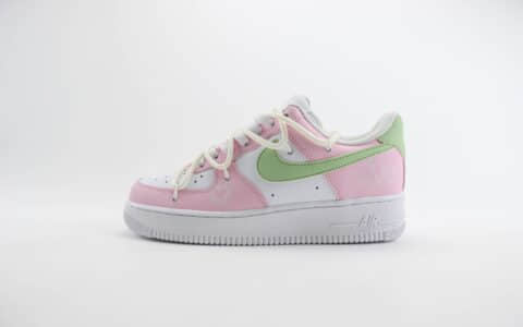 耐克Nike Air Force 1 Low纯原版本空军一号AF1白绿粉解构绑带板鞋 莆田耐克货源 货号：VV1998-013