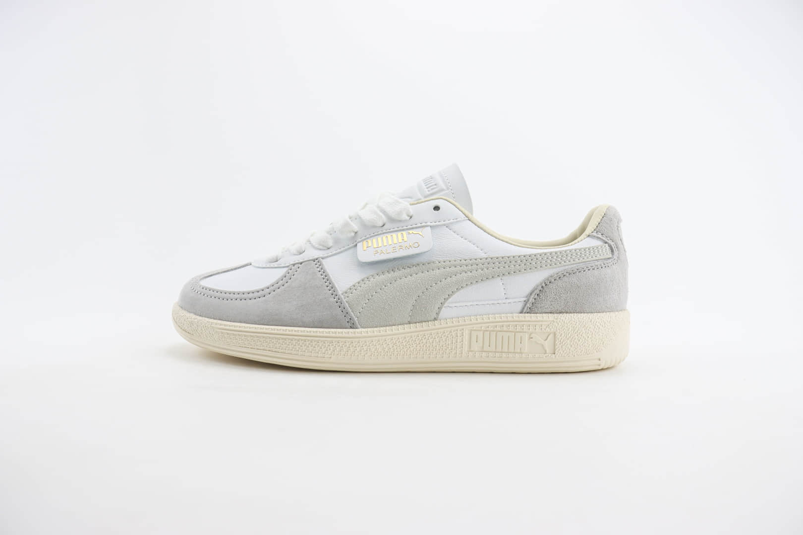 彪马PUMA Palermo Leather纯原版本巴勒莫系列白灰色德训鞋 莆田彪马货源 货号：396464-02