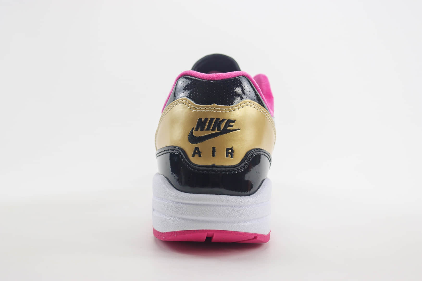 耐克Nike Air Max 1纯原版本Max1漆皮黑粉复古气垫跑鞋 莆田耐克工厂 货号：HJ3966-110