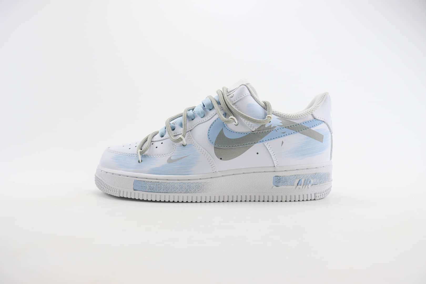 耐克Nike Air Force 1 Low纯原版本空军一号AF1白蓝灰绑带板鞋 莆田耐克工厂 货号：ZH0316-020