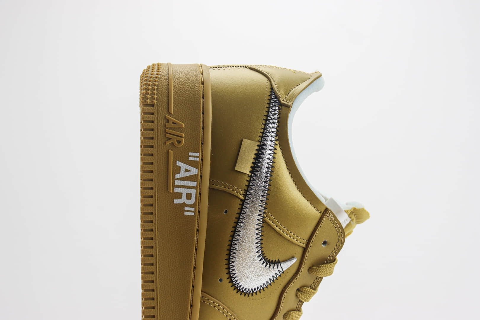耐克Off-White x Nike Air Force 1纯原版本空军一号OW联名AF1金色艺术馆板鞋 莆田耐克批发 货号:AO4297-800