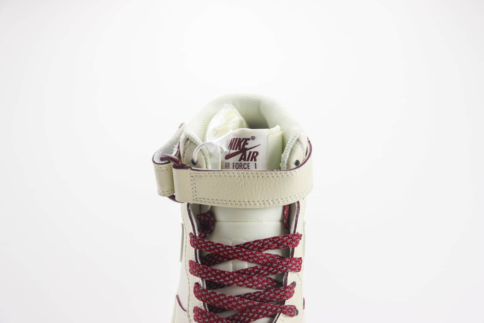 耐克Nike Air Force 1 Mid纯原版本空军一号AF1酒红珠光勾中帮板鞋 莆田天花板AF1 货号：SG2356-803