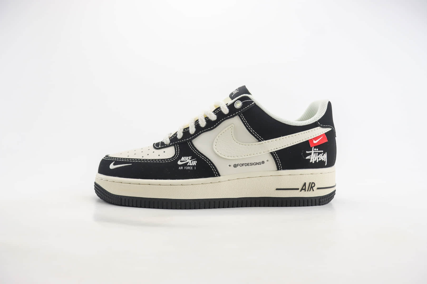 耐克Stussy x Nike Air Force 1 Low纯原版本空军一号斯图西联名AF1米黑小红标运动板鞋 莆田天花板AF1 货号:SJ6698-014