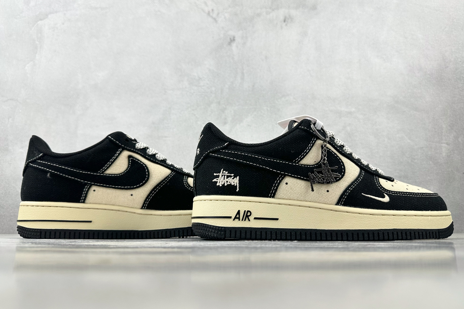 耐克Stussy x Nike Air Force 1'07纯原版本斯图西联名空军一号AF1米黑棉麻低帮板鞋 莆田耐克货源 货号:XX3168-156