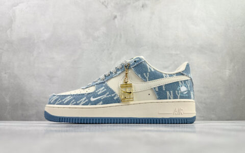 耐克NIke Air Force 1 '07 Low纯原版本MLB联名AF1蓝白色丹宁牛仔板鞋 莆田耐克货源 货号：DD1982-306