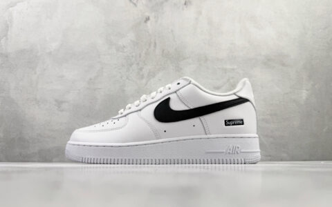 耐克Supreme x Nike Air Force 1 Low SP纯原版本Supreme联名AF1空军一号白黑勾低帮运动板鞋 莆田耐克代理 货号：CU9225-102