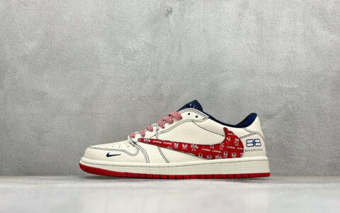 乔丹Balenciaga x Air Jordan 1 Low纯原版本巴黎世家联名AJ1定制配色倒钩板鞋 莆田AJ批发 货号：DS2025-001