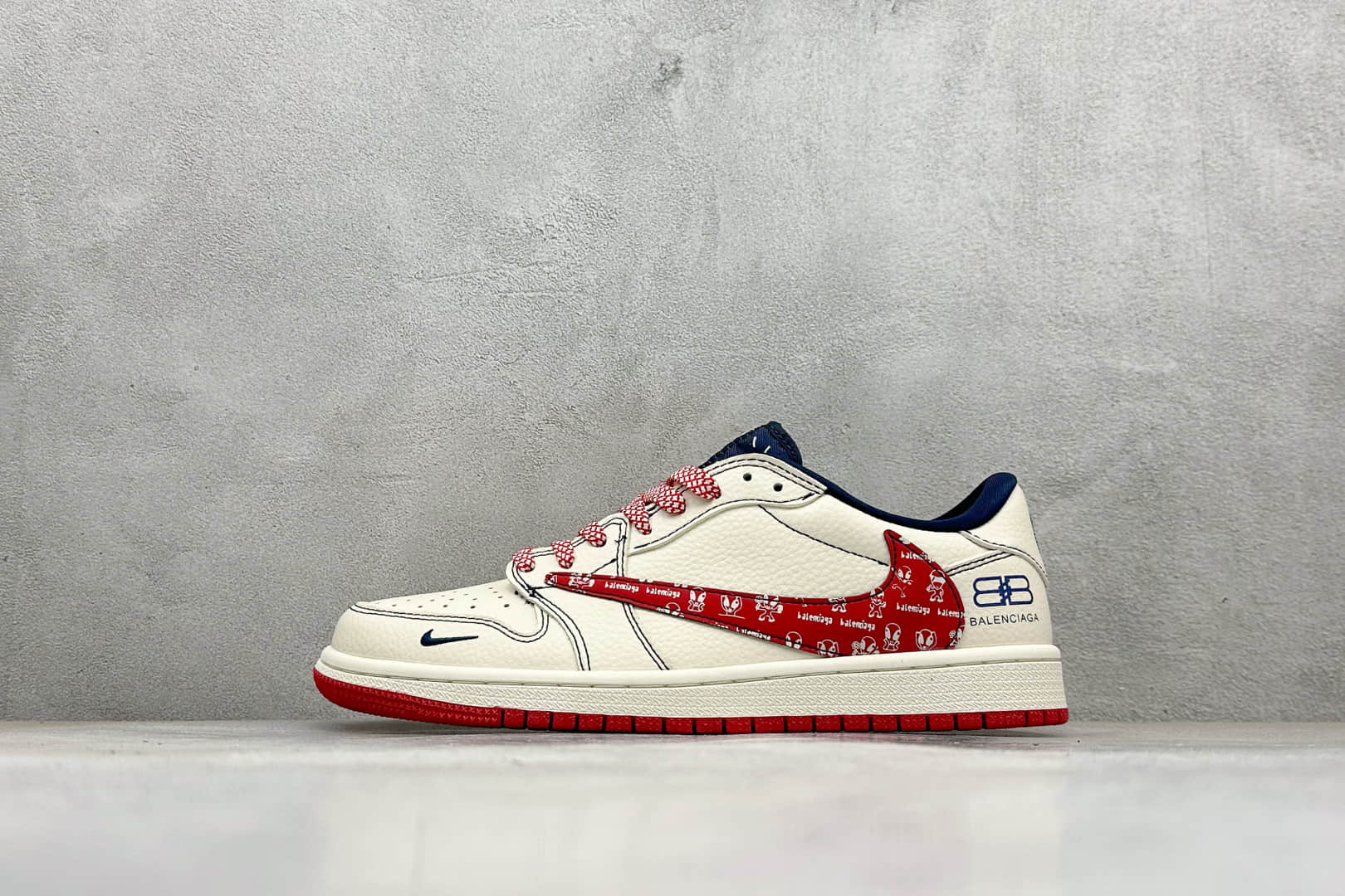 乔丹Balenciaga x Air Jordan 1 Low纯原版本巴黎世家联名AJ1定制配色倒钩板鞋 莆田AJ批发 货号：DS2025-001