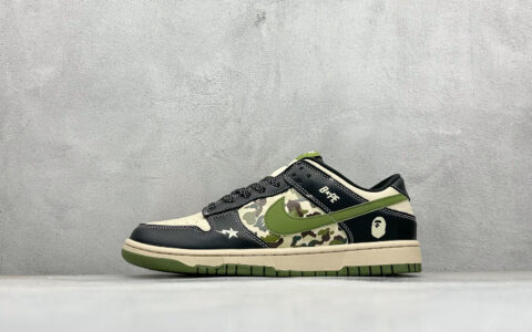 耐克Nike SB Dunk Low纯原版本猿人头联名SB Dunk 迷彩绿勾低帮板鞋 莆田耐克档口 货号：SJ8888-003