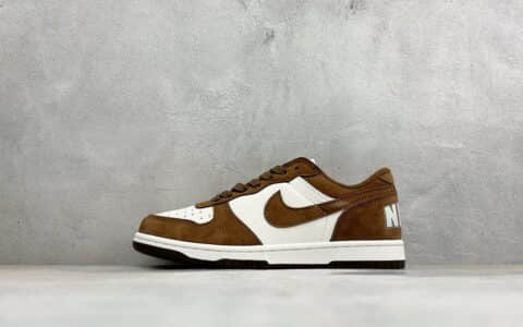 耐克Nike BIG LOW 简约百搭減震耐磨低帮板鞋棕白纯原版本 货号：IO4224-101