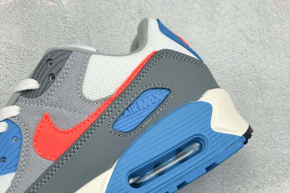 耐克 Nike Air Max 90 复古气垫跑鞋 白蓝红 细节实拍图