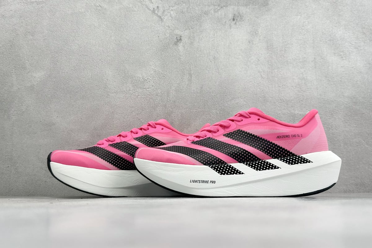 阿迪达斯 Adidas ADIZERO EVO SL 2 阿迪超轻透气缓震跑鞋 粉红 鞋跟实拍图